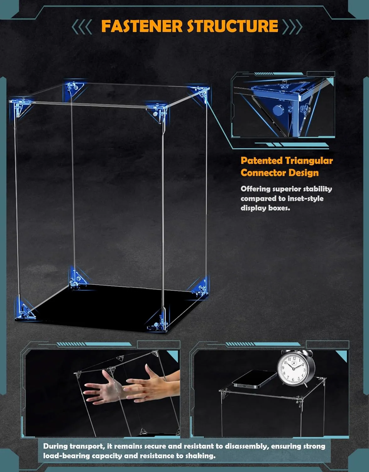 Clear Acrylic Display Case, UV Protected, Front-Open Door with Magnetic Buckle, Assemble Display Box, Dustproof Protection Showcase for Figures, Collections (10x10x10 inch, 25x25x25 cm)