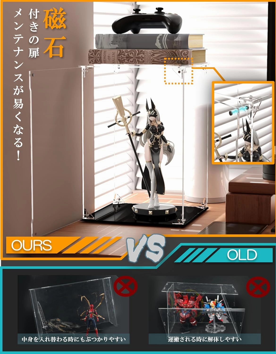 Clear Acrylic Display Case, Front-Open Door with Magnetic Buckle, Assemble Display Box, Dustproof Protection Showcase for Figures, Collections, Models, Toys (8x8x12 inch, 20x20x30 cm)