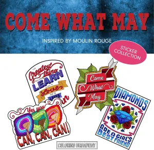 Coloring Broadway - Moulin Rouge Inspired Stickers (Set of 4) “Come What May” Collection, Broadway Musical Merchandise, Die-Cut & Bubble Free Vinyl, Ideal Gift for Theatre Lovers