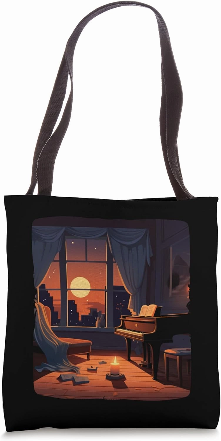 Cool piano night with candlelight for cozy home lovers Tote Bag