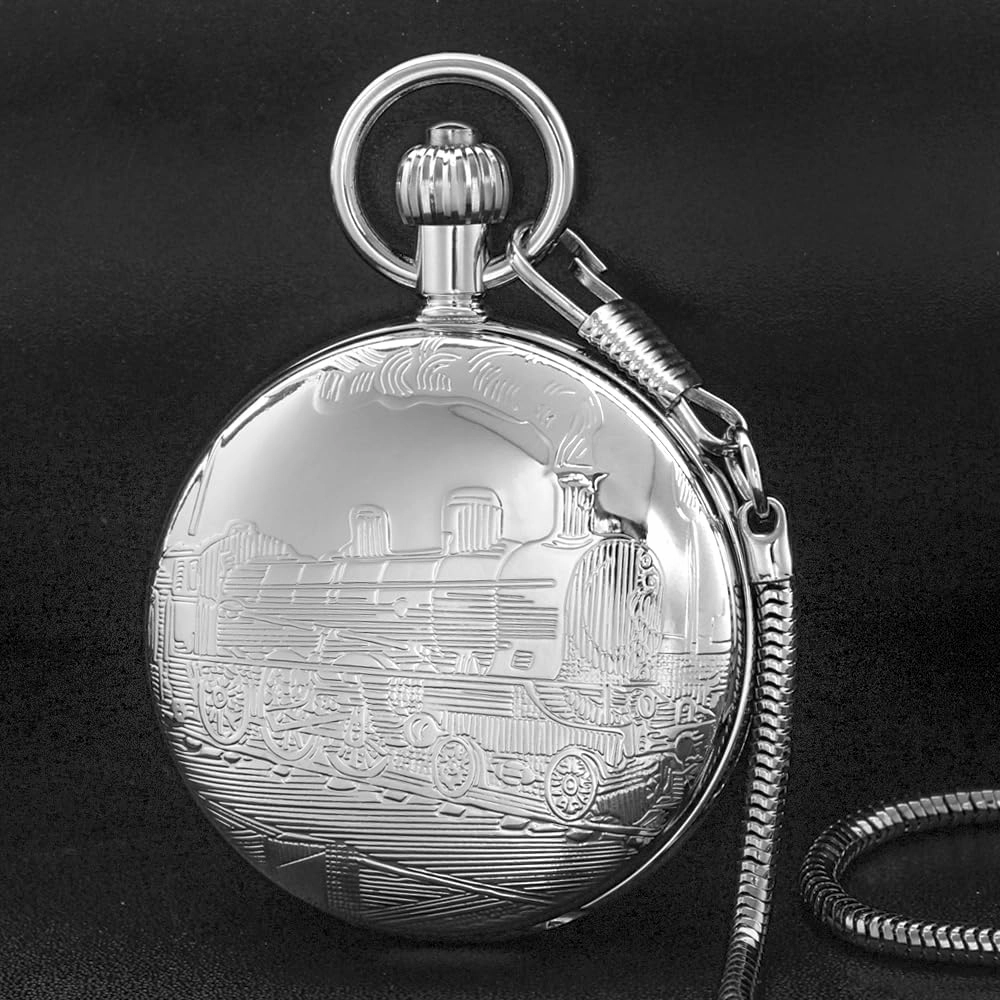 Copper Pocket Watch Steampunk Mechanical London Hand Wind Mens Watches with Chains & Boxs