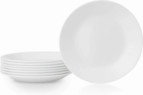 Corelle Vitrelle 8-Piece (6.75") Salad Appetizer Plates Set, Triple Layer Glass and Chip Resistant, Lightweight Round 6-3/4-inch Plates, Winter Frost White
