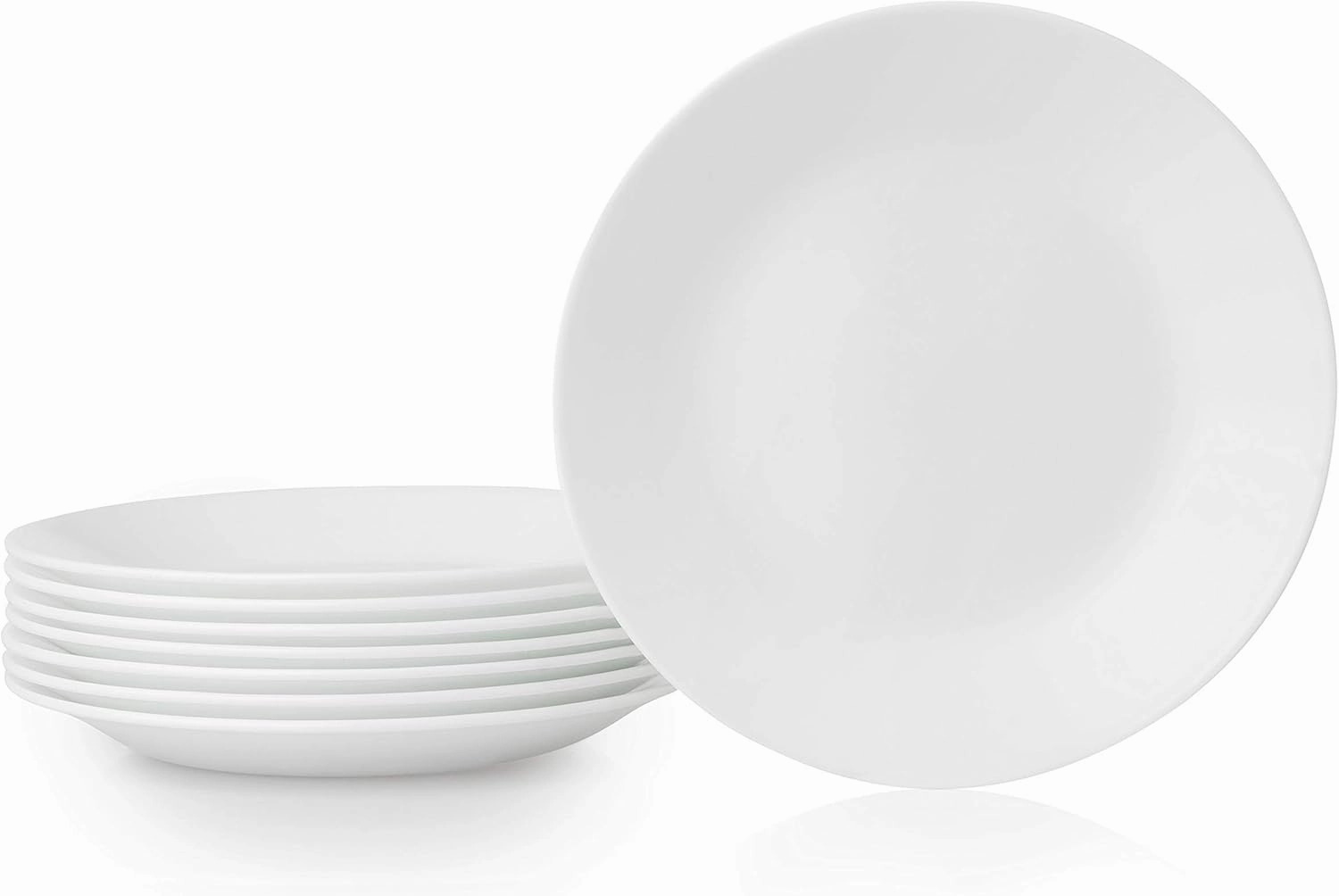 Corelle Vitrelle 8-Piece (6.75") Salad Appetizer Plates Set, Triple Layer Glass and Chip Resistant, Lightweight Round 6-3/4-inch Plates, Winter Frost White