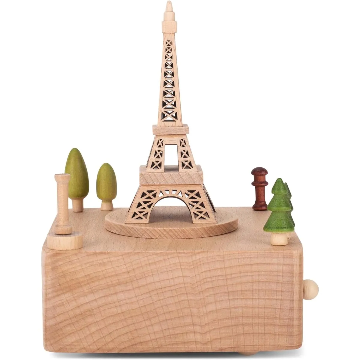 Cottage Garden Eiffel Tower Car Wood Grain 17" Beech Roll-Up Musical Figure