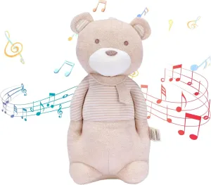 COTTONEBEBE Organic Baby Toys, Stuffed Animal Toy with Lullaby Music for Infant Babies 0 3 6 12 to 36 Months Boy & Girl,Ideal Gift for Newborn (Mr.Bear, Cotton)