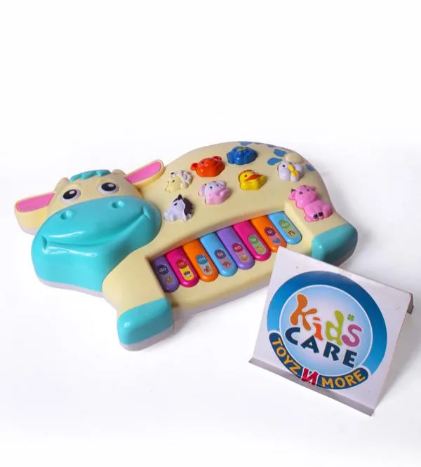 Cow Shaped Cartoon Piano for Toddlers - Animal Sounds & Lights (552)