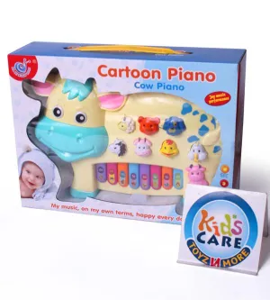Cow Shaped Cartoon Piano for Toddlers - Animal Sounds & Lights (552)