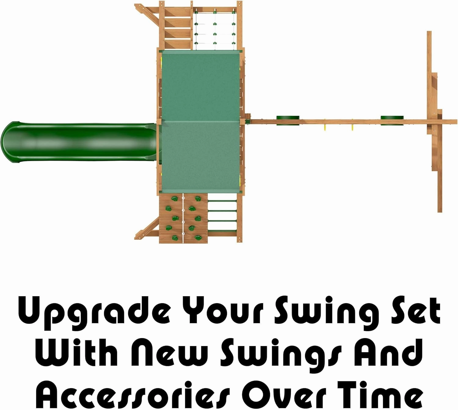 Creative Playthings Northbridge Pack 1 Wooden Swing Set (Made in The USA), Includes Climbing Wall for Kids, Playground Swings and Slide, and Tire Swing, 22 x 12 x 11 ft