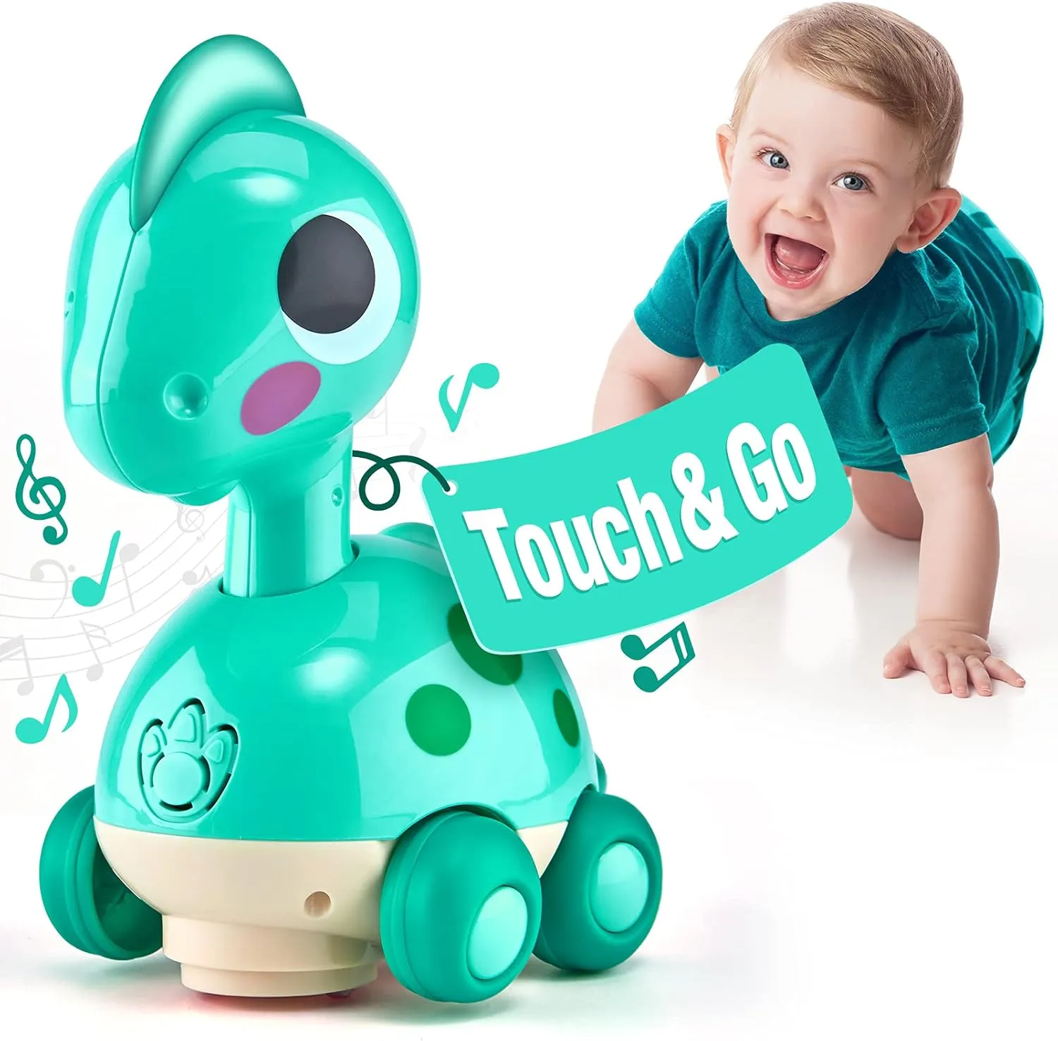 CubicFun Baby Toys 12-18 Months - Touch & Go Musical Light Tummy Time Infant Baby Crawling Toys 12 Months, Toddler Travel Toy for 1 Year Old Boy Gift Babies Girl Birthday Gift