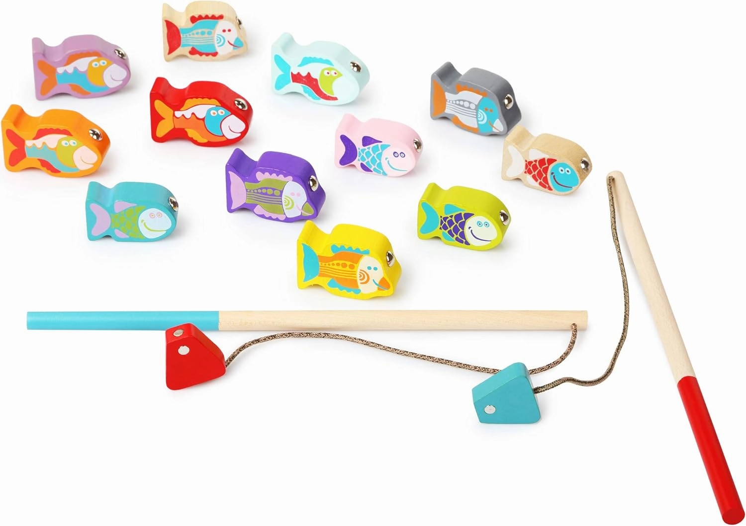 Cubika Wooden Fishing Game – Magnetic Fishing Toy for Kids Ages 2  – Montessori Fine Motor Skill Game with 2 Rods – FSC-Certified Wood, German Water-Based Paints