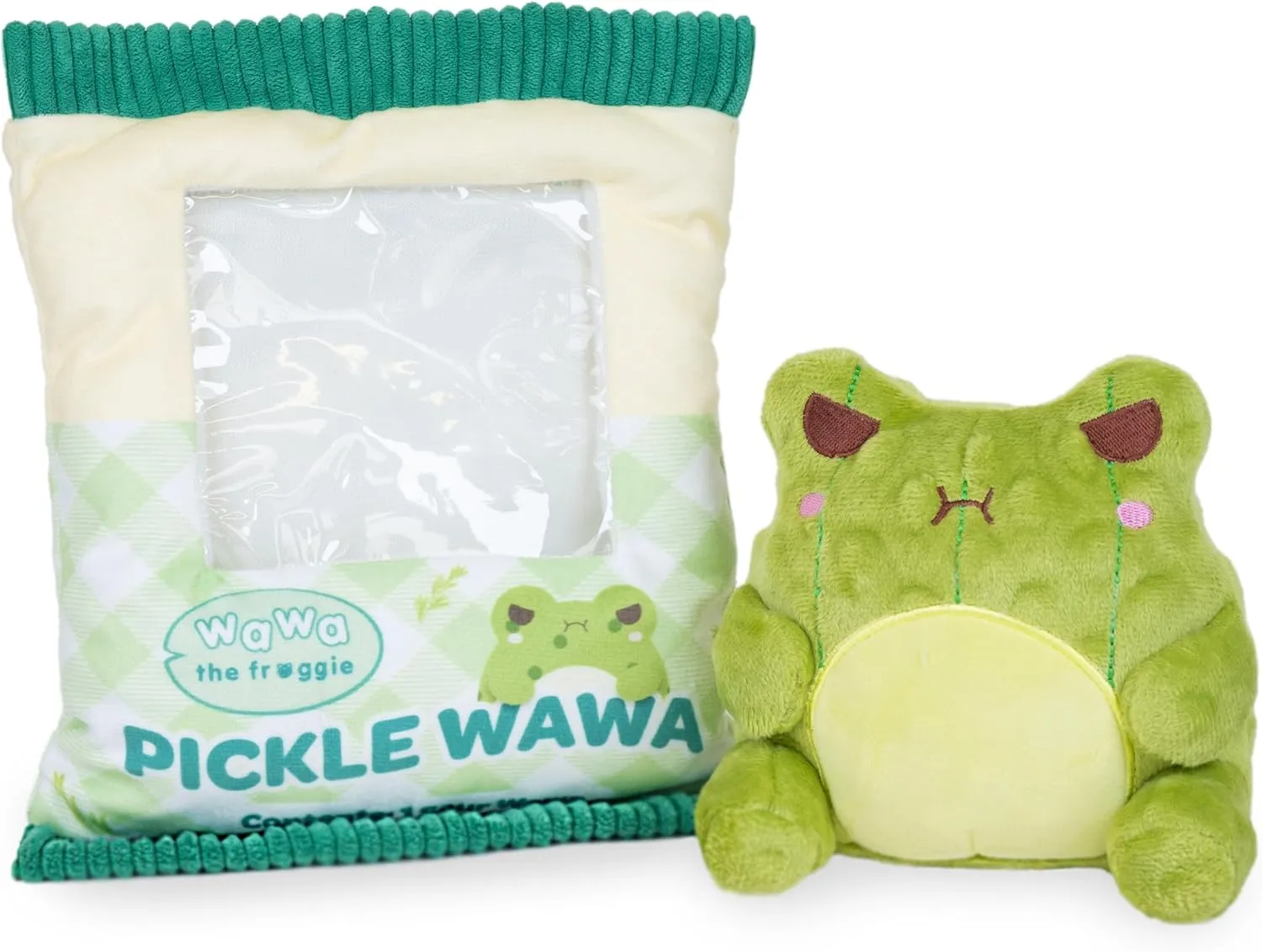 Cuddle Barn PlushGoals - Pickle Wawa Kawaii Cute Soft Green Frog Plush Toy, 9 inches