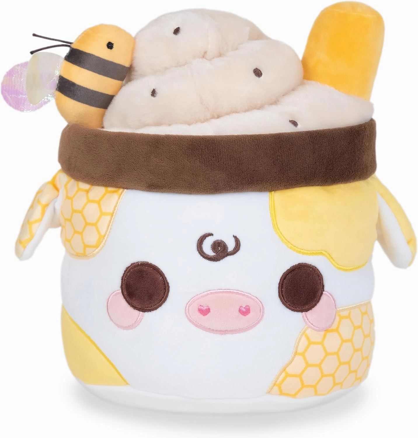 Cuddle Barn PlushGoals - Honeycomb Mooshake Super Soft Kawaii Cute Dessert Drink Collectible Plush Toy, 11 inches