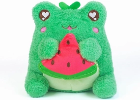 Cuddle Barn PlushGoals - Watermelon Munch Wawa The Froggie Soft Green Scented Stuffed Kawaii Frog Animal Plush Toy, 6 inches
