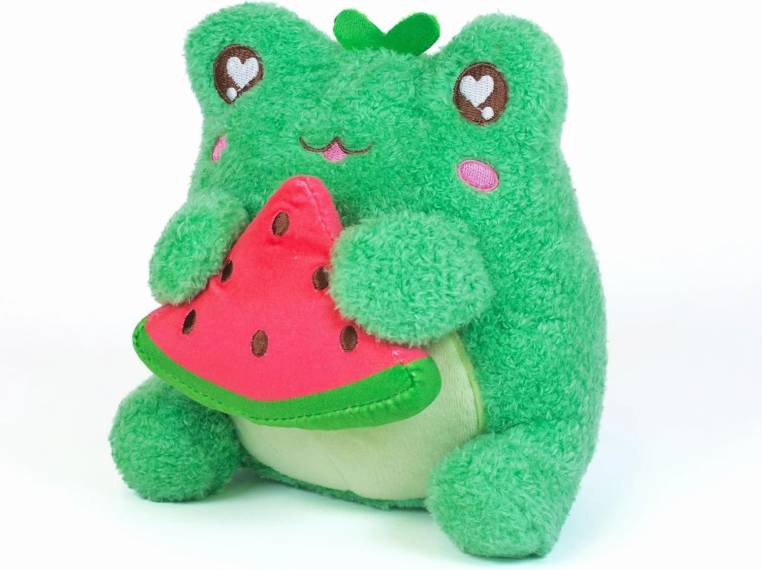 Cuddle Barn PlushGoals - Watermelon Munch Wawa The Froggie Soft Green Scented Stuffed Kawaii Frog Animal Plush Toy, 6 inches