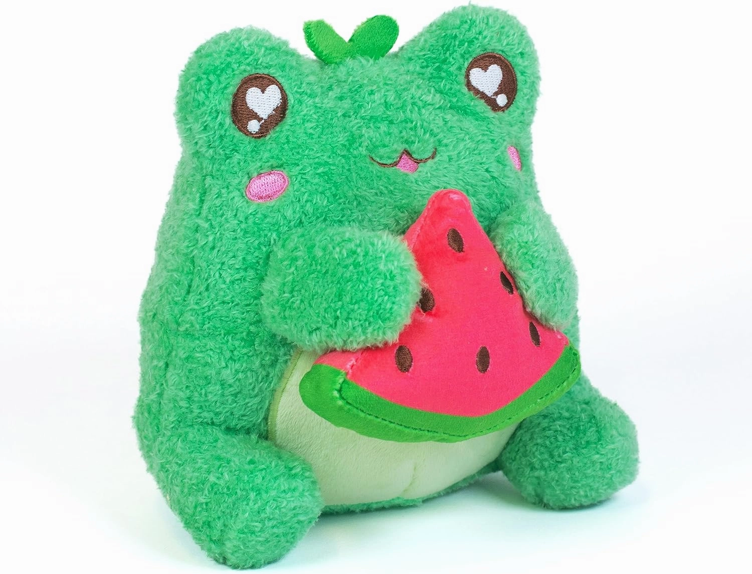 Cuddle Barn PlushGoals - Watermelon Munch Wawa The Froggie Soft Green Scented Stuffed Kawaii Frog Animal Plush Toy, 6 inches