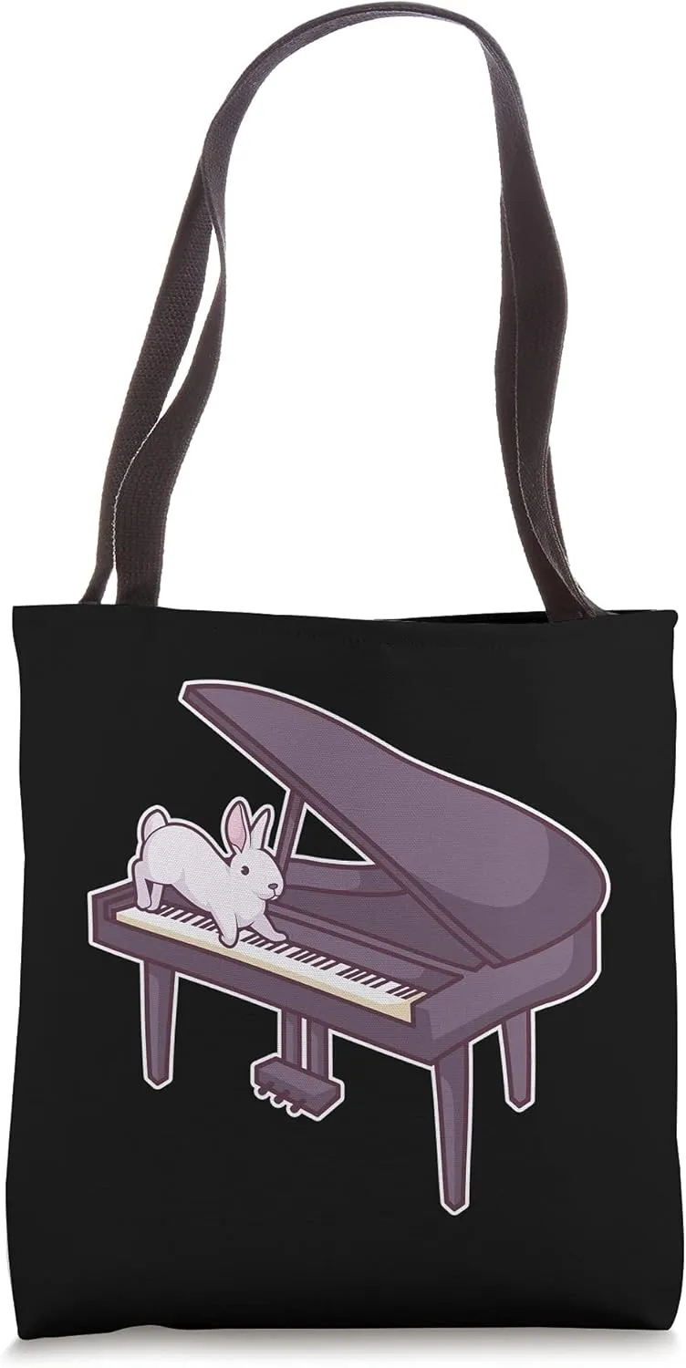 Cute Grand Piano Player Pianist Musician I Hare Rabbit Tote Bag