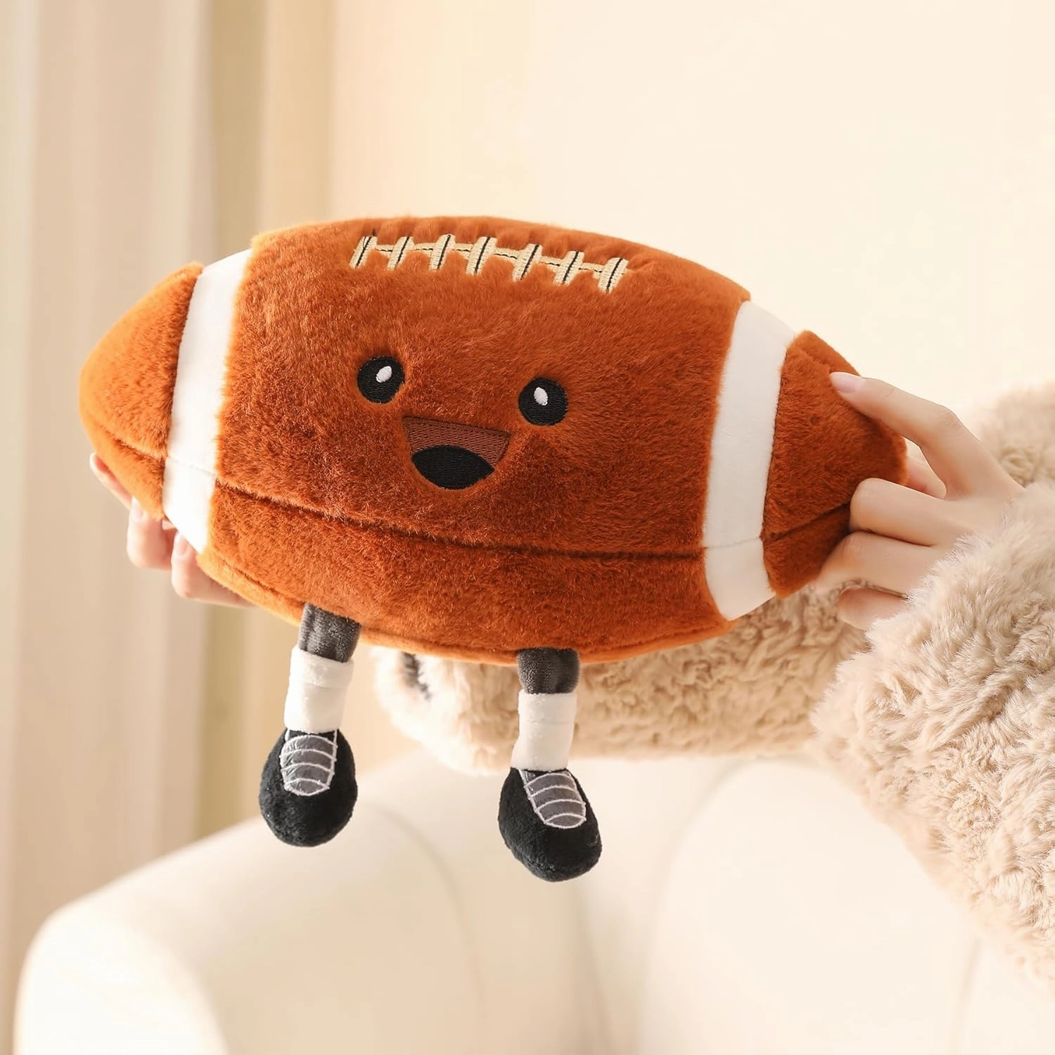 Cute Football Plush Pillow Toy,Football Stuffed Animal for Sofa/Bedroom Decor, Sports Throw Pillow,Themed Birthday Gift for Boys Girls Football Fans(Football 9 Inch)
