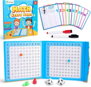 D-FantiX Magnetic Addition Multiplication Game Board, Math Games for Kids 8-12, Math Manipulatives for Elementary School, Montessori Math Learning Toys for Homeschool Classroom
