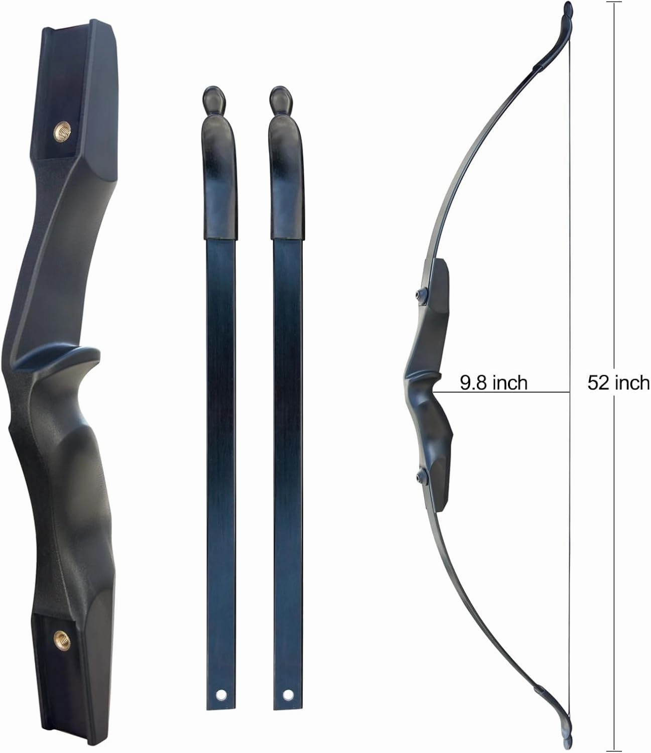 D&Q 52'' Archery Set Adult Beginner Right Handed Bow Takedown Recurve Bow Kit 25Lbs 30Lbs 40Lbs Longbow for Targeting Practice Training