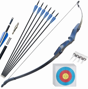 D&Q 52'' Archery Set Adult Beginner Right Handed Bow Takedown Recurve Bow Kit 25Lbs 30Lbs 40Lbs Longbow for Targeting Practice Training