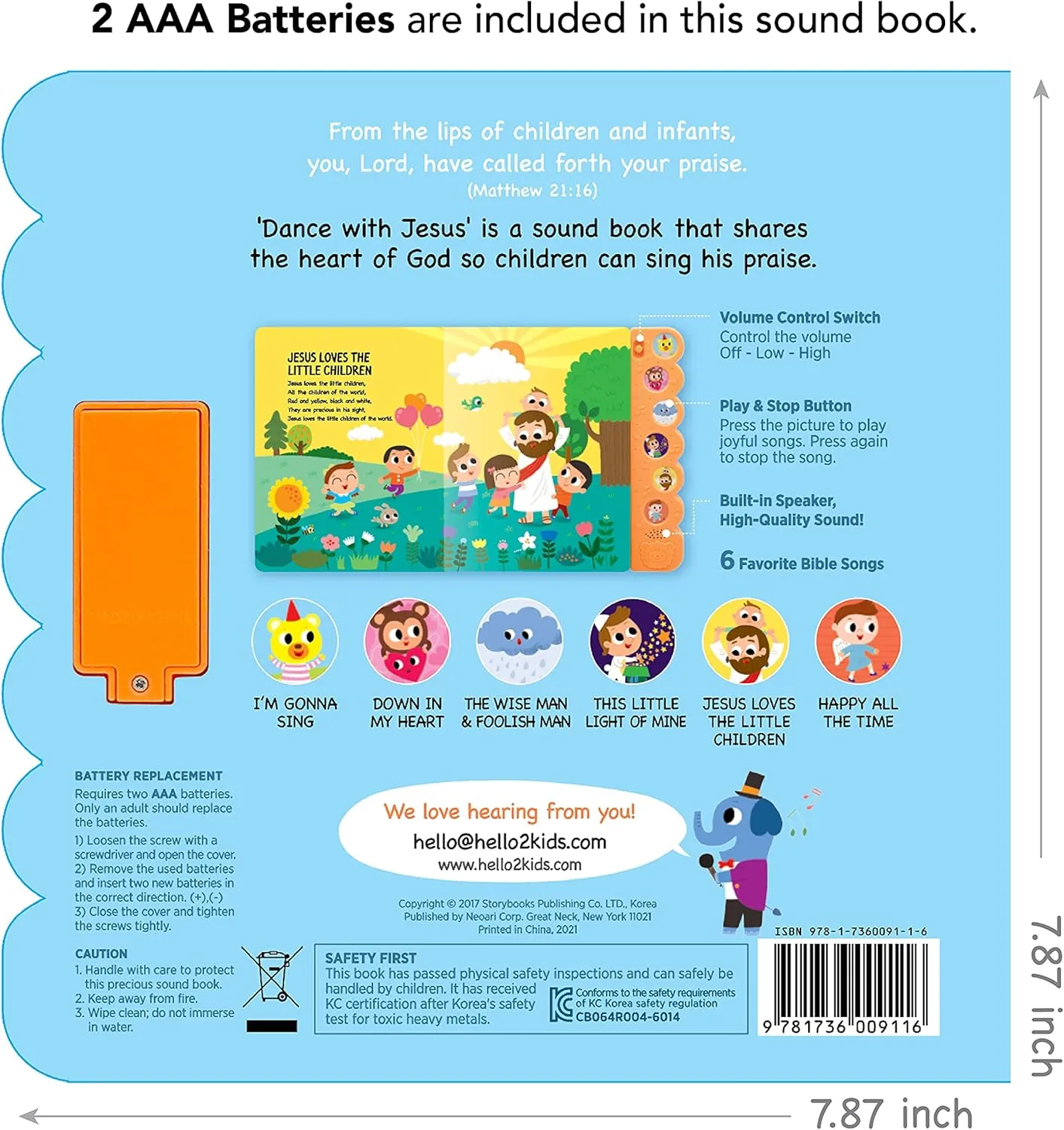Dance with Jesus Christian Sound Books for Kids - 6 Bible Songs - Christening, Baptism Gifts for Boys and Girls - Religious Toys, Interactive Music Books for Toddlers - Baby Dedication