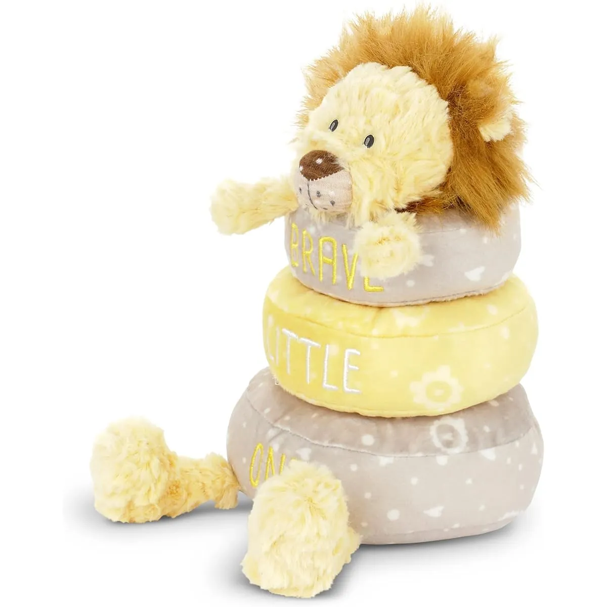 DEMDACO Brave Little One Lion 9" Yellow Stackable Plush Toy Stuffed Animal