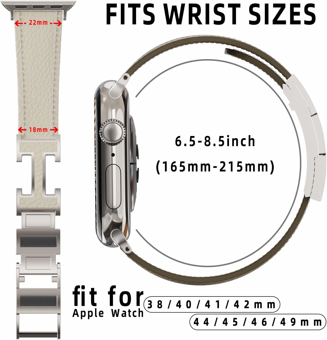 Designer Genuine Leather Band Compatible with Apple Watch Ultra/SE/Series 10/9/8/7/6/5/4/3/2/1 (49mm-38mm), Magnetic Buckle Replacement Strap for Men & Women