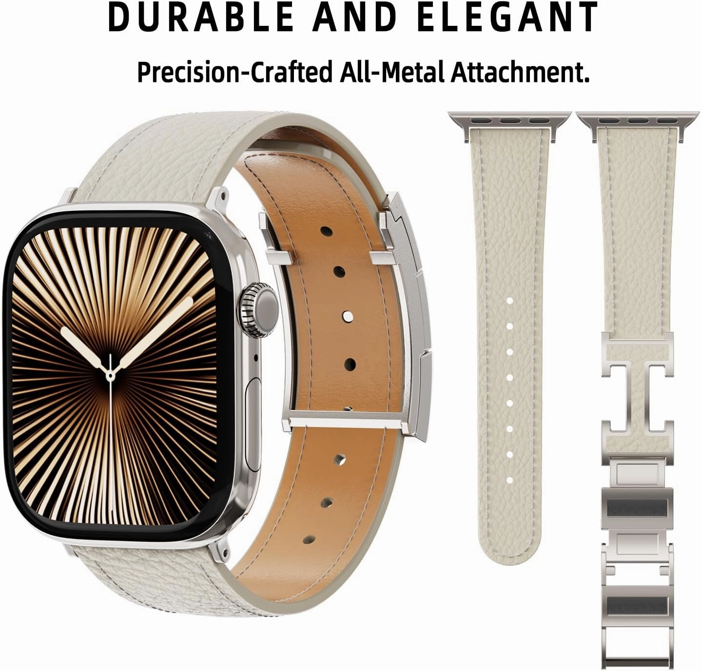 Designer Genuine Leather Band Compatible with Apple Watch Ultra/SE/Series 10/9/8/7/6/5/4/3/2/1 (49mm-38mm), Magnetic Buckle Replacement Strap for Men & Women
