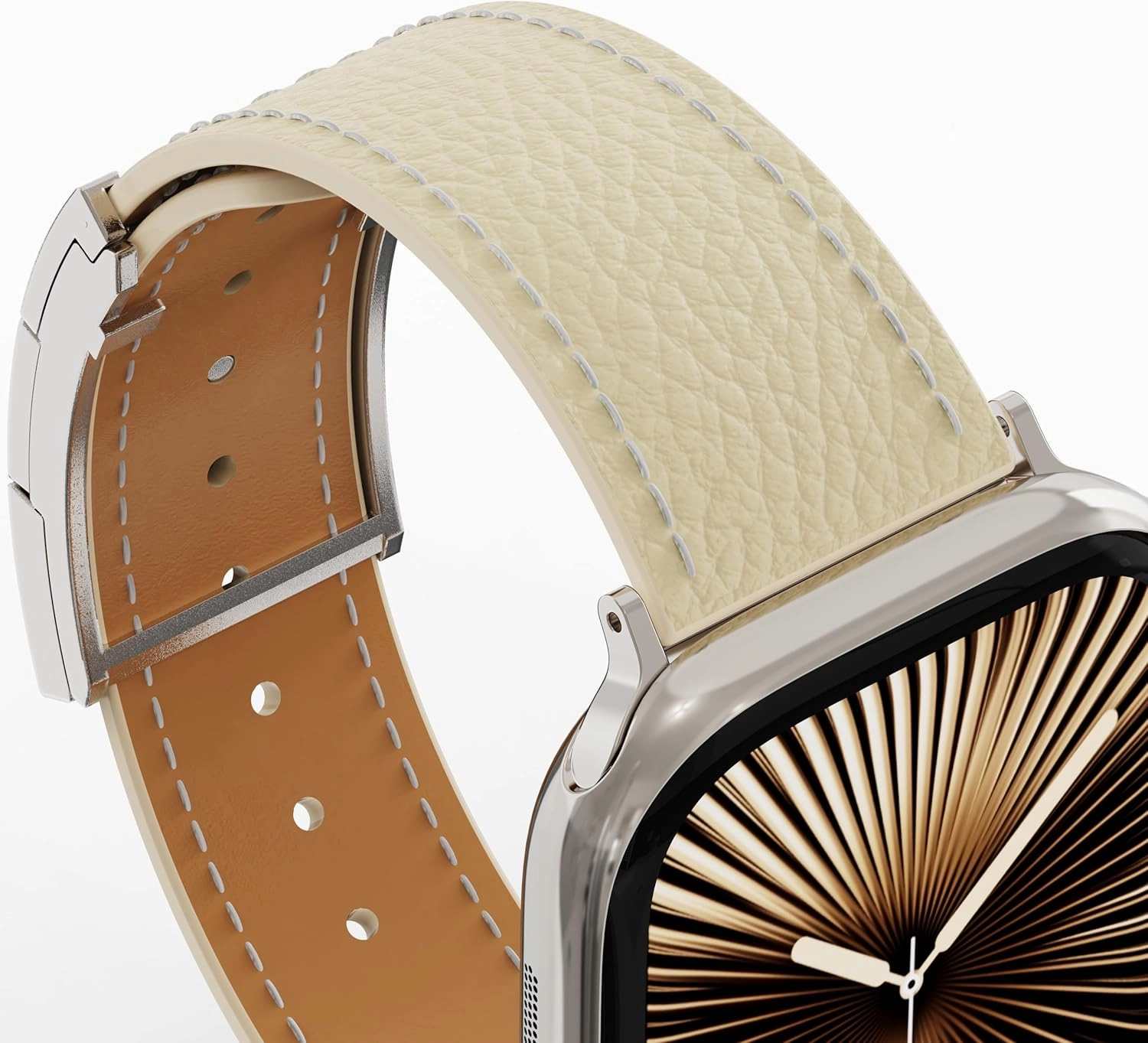 Designer Genuine Leather Band Compatible with Apple Watch Ultra/SE/Series 10/9/8/7/6/5/4/3/2/1 (49mm-38mm), Magnetic Buckle Replacement Strap for Men & Women