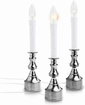 Dimmable Window Candle Electric with Multi Timer IR Controller, Sliver Metal Base Christmas Window Candles UL Listed 3 Set Packing 2 Extra Replacement Bulb
