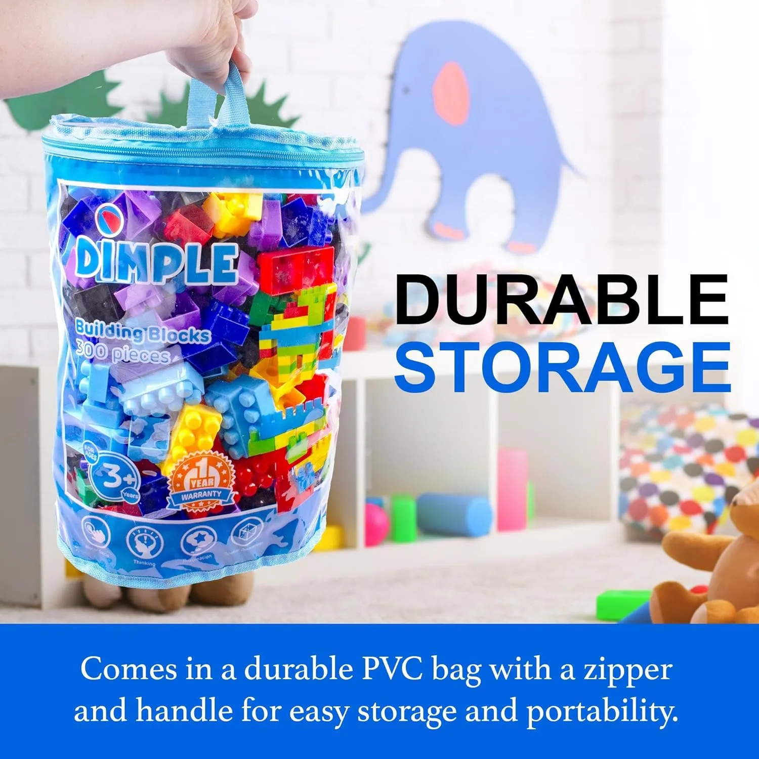 Dimple Large Blocks for Toddlers/Kids Stackable, Multi-Colored, Interlocking Toys Safe, Non-Toxic Plastic Bright Colors, Waterproof Boys and Girls Age 3   (1200 Pieces)