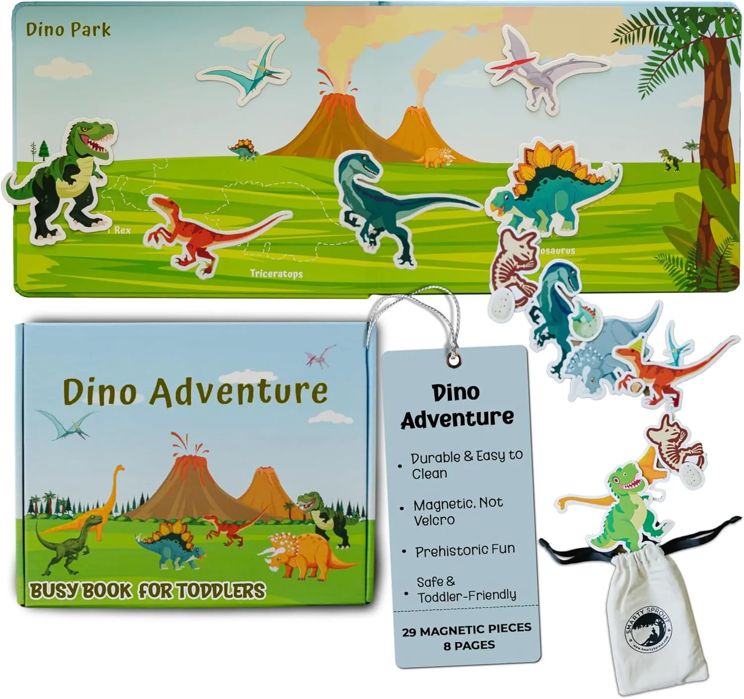Dinosaur Toys for Kids 3-5, My Preschool Busy Book for Toddlers 3-5 Years Old Educational Learning Quiet Activity Books Sensory Board Educational Activities Gifts for 3 Year Old Boys