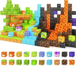 Dinosaur Toys Magnetic Blocks - Build Mine Magnet World Dinosaur Adventure Set, Magnetic Building Blocks Outdoor Toddler Toys for 3  Year Old Boys & Girls, Creative Jurassic Scenes Kids Toy Games
