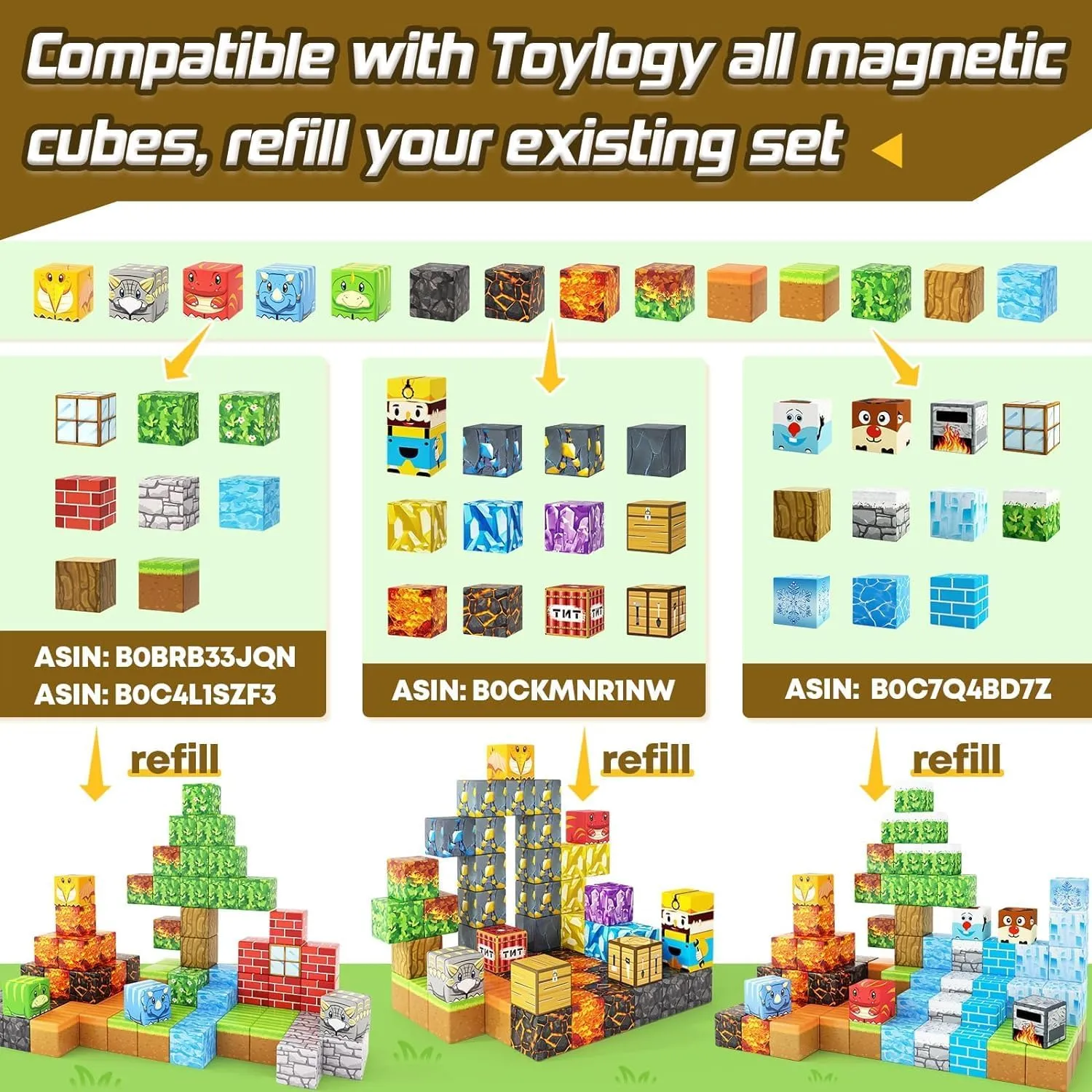 Dinosaur Toys Magnetic Blocks-Build Mine Magnet World Volcano Edition Kids Toy for 3  Year Old Boys and Girls Building Blocks Toddler Toys Games Through Jurassic Learning Sensory Toy Gifts