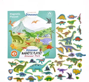 Dinosaurs Fridge Magnets for Kids, 50 PCS Refrigerator Magnets for Toddlers, Create a Scene Magnetic Play Sticker Book Travel Game Educational Toys for Kids
