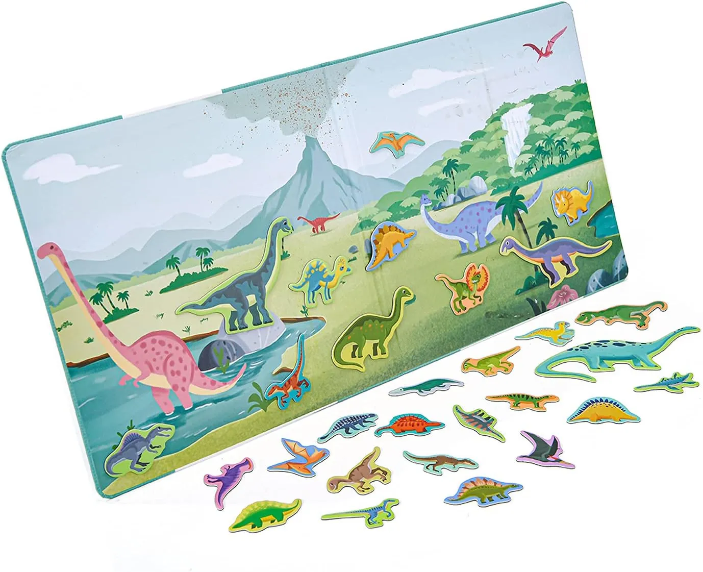 Dinosaurs Fridge Magnets for Kids, 50 PCS Refrigerator Magnets for Toddlers, Create a Scene Magnetic Play Sticker Book Travel Game Educational Toys for Kids