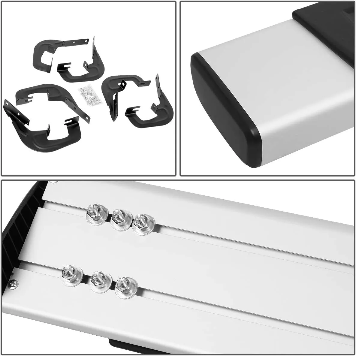 DNA MOTORING STEPB-ZTL-8018-ALSL Aluminum 6.25 Inches Extruded Board Silver Fit 07-18 Silverado Extended Cab, Silver/Black, Silver / Black