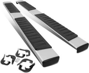 DNA MOTORING STEPB-ZTL-8018-ALSL Aluminum 6.25 Inches Extruded Board Silver Fit 07-18 Silverado Extended Cab, Silver/Black, Silver / Black