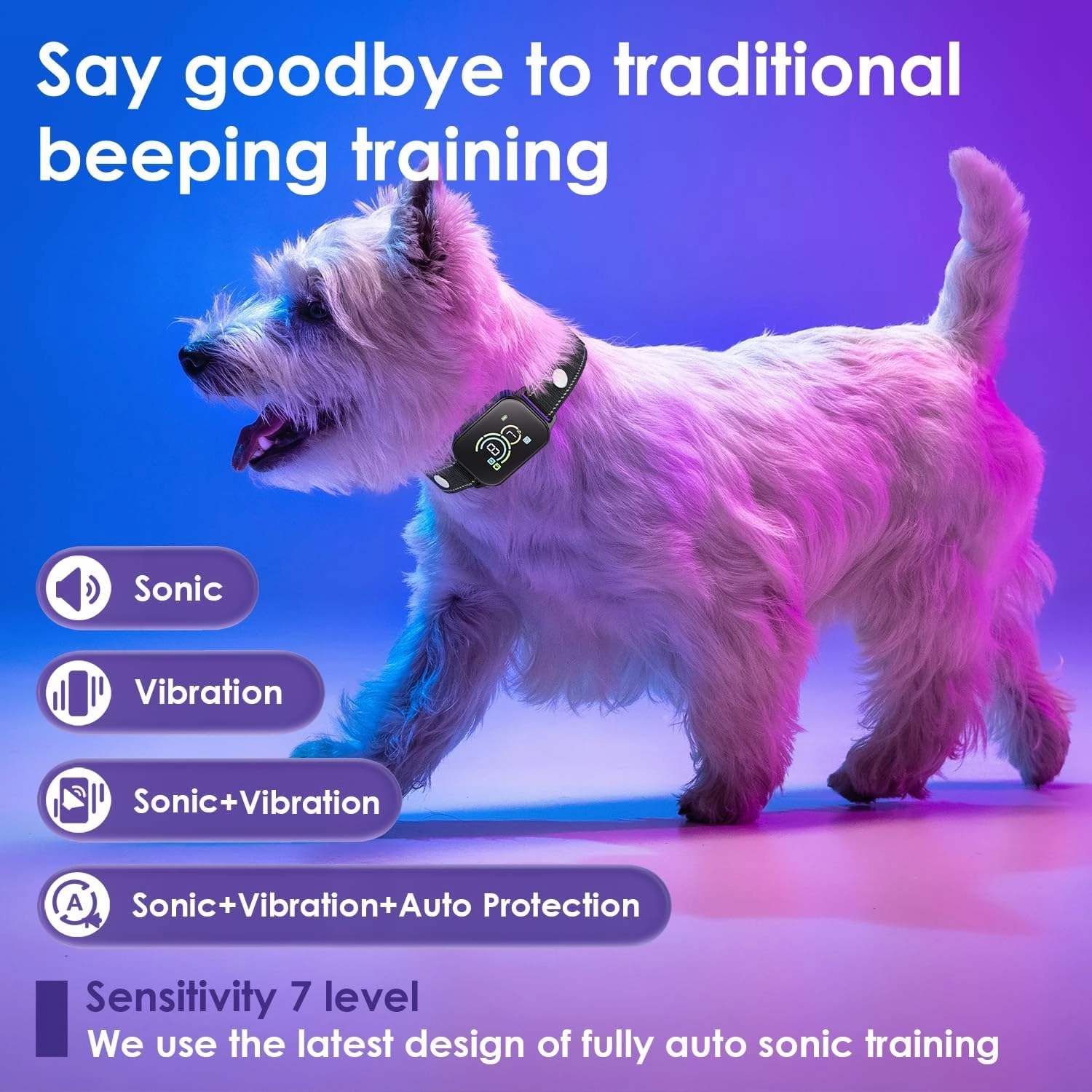 Dog Bark Collar 2 Pack,No Shock Rechargeable Smart Barking Collar for Small Medium Mini Dogs,Anti-Bark Collar for Small Dogs,Barking Collar with Beep Vibration Humane No Shock Barking Collar(2 Pack)