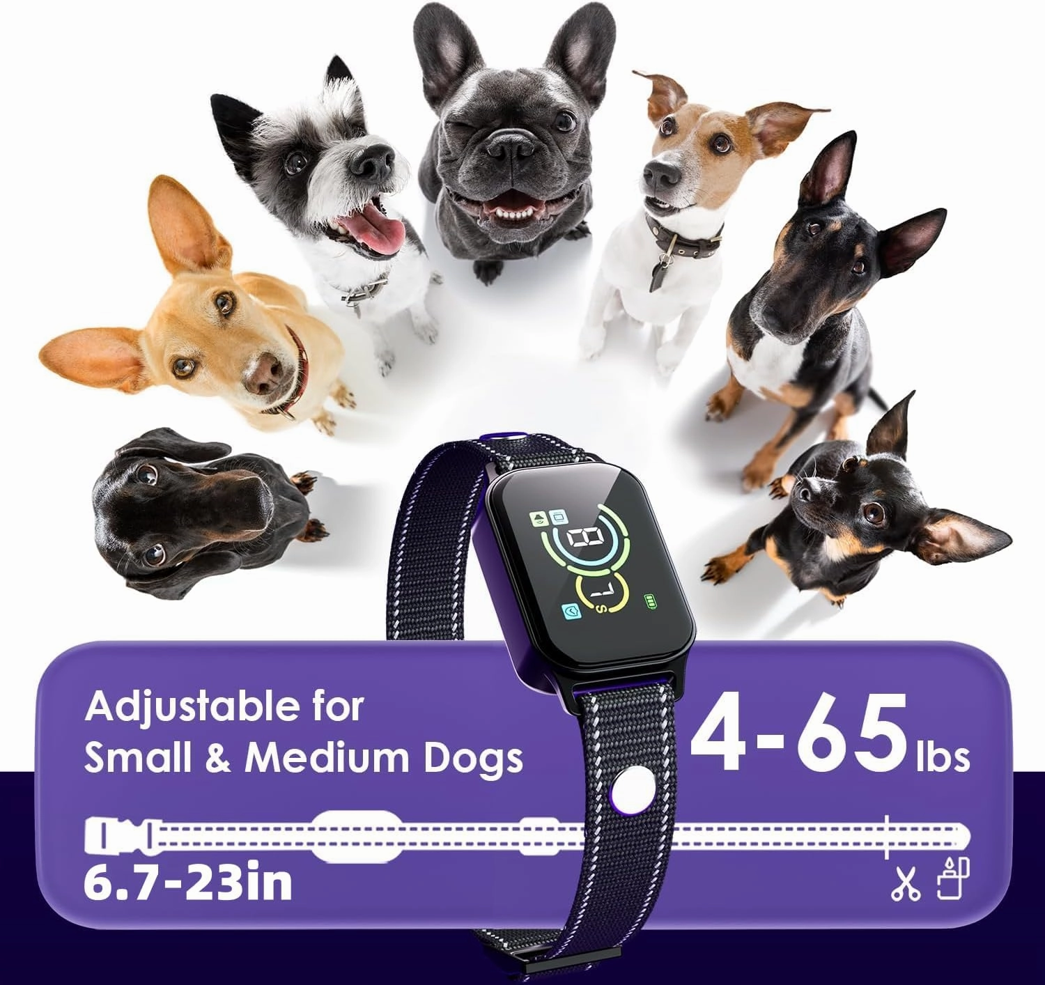 Dog Bark Collar 2 Pack,No Shock Rechargeable Smart Barking Collar for Small Medium Mini Dogs,Anti-Bark Collar for Small Dogs,Barking Collar with Beep Vibration Humane No Shock Barking Collar(2 Pack)