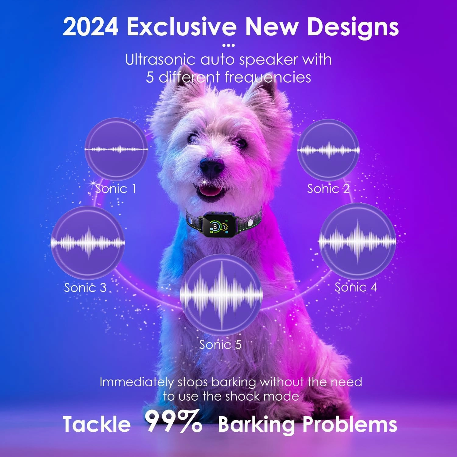 Dog Bark Collar 2 Pack,No Shock Rechargeable Smart Barking Collar for Small Medium Mini Dogs,Anti-Bark Collar for Small Dogs,Barking Collar with Beep Vibration Humane No Shock Barking Collar(2 Pack)