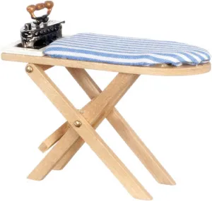 Dollhouse Wooden Ironing Board with Iron 1:12 Scale