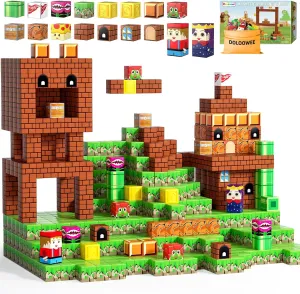 Doloowee 120pcs Magnetic Building Blocks Sets - Magnetic Cubes for Kids 4-8, Toddler Kids Toys Magnet Blocks Ages 3-5, Mine World Game Themed Gifts Toys for 3 4 5 6 7 8  Year Old Boys & Girls
