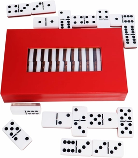 Double Six Standard Dominos Set 28 Tiles for Adults, Classic Numbers Table Games, Family Travel Dominos Games Night Ideal for 2-4 Players (Red)