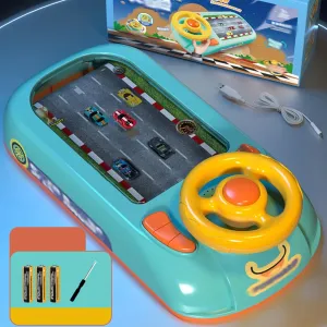 Driving Simulator Interactive Steering Wheel for Kids Toddler Simulated Driving Racing Car Game with Sound Musical Steering Wheel Toys Interactive Educational Racing Game for Kids 3  (Sky Blue)