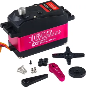 DS51160 160KG RC Servo Motor Waterproof Large High Torque Digital Servos Full Metal Gear 24V for RC Plane Quadcopter Helicopter Robotic Arm (180°)
