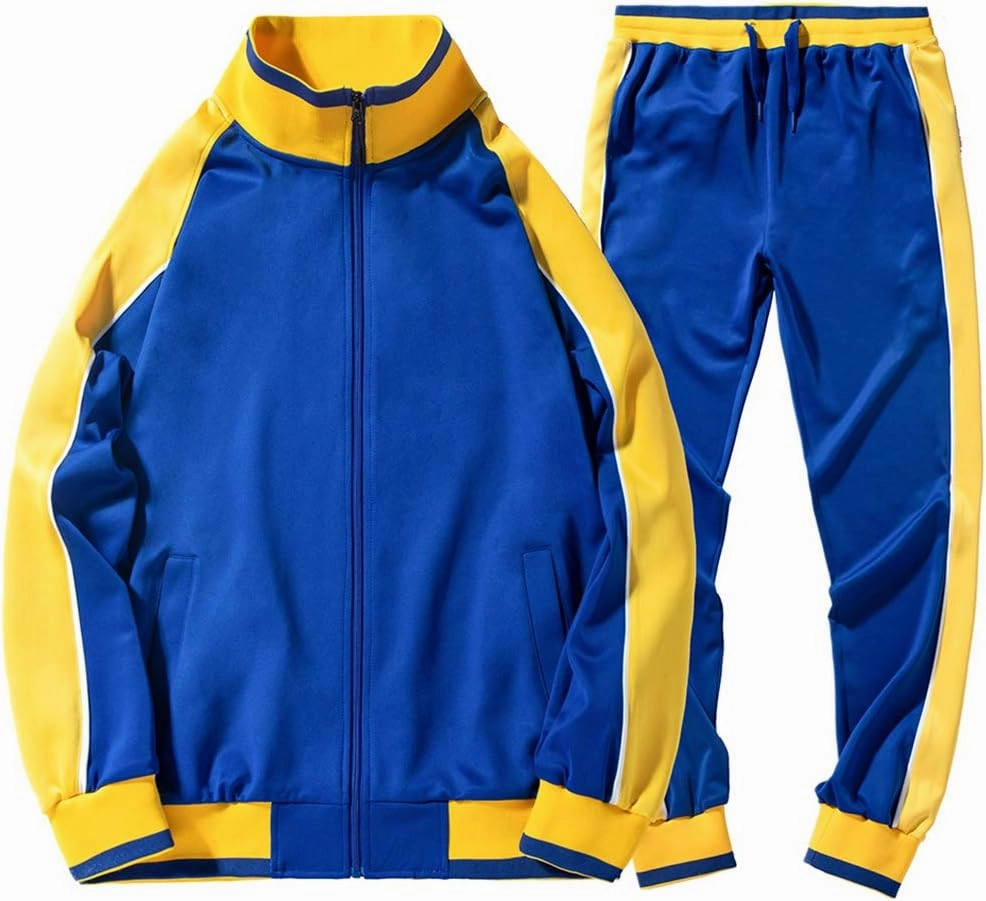 DUOFIER Men Tracksuit Set Full-Zip Sweatshirt Jogger Sweatpants Warm Sports Suit Gym Training Wear