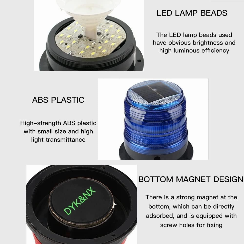 DYK&NX LED Anchor Light of Marine Boat Yacht Navigation with Solar Charging, PC Material, Waterproof and Dustproof for Boat Lights Bow and Stern (Color : White)