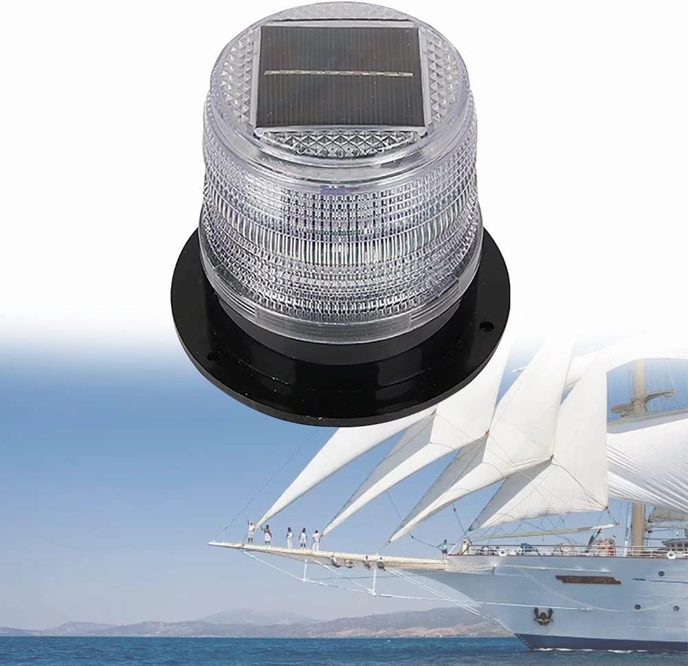 DYK&NX LED Anchor Light of Marine Boat Yacht Navigation with Solar Charging, PC Material, Waterproof and Dustproof for Boat Lights Bow and Stern (Color : White)