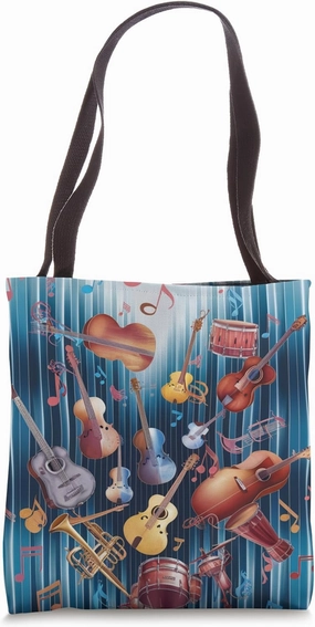 Dynamic Symphony of Musical Instruments Tote Bag